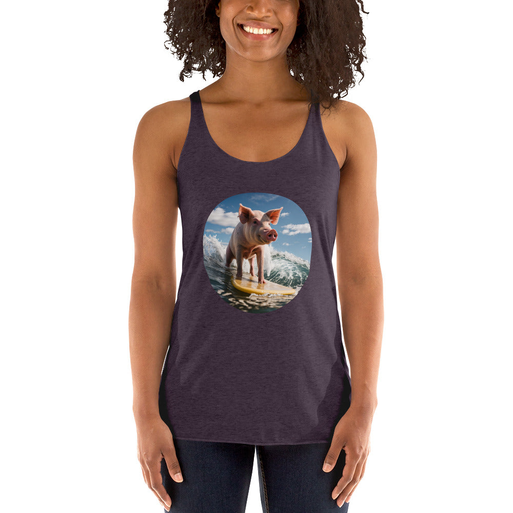 Surfing Pig Women's Racerback Tank