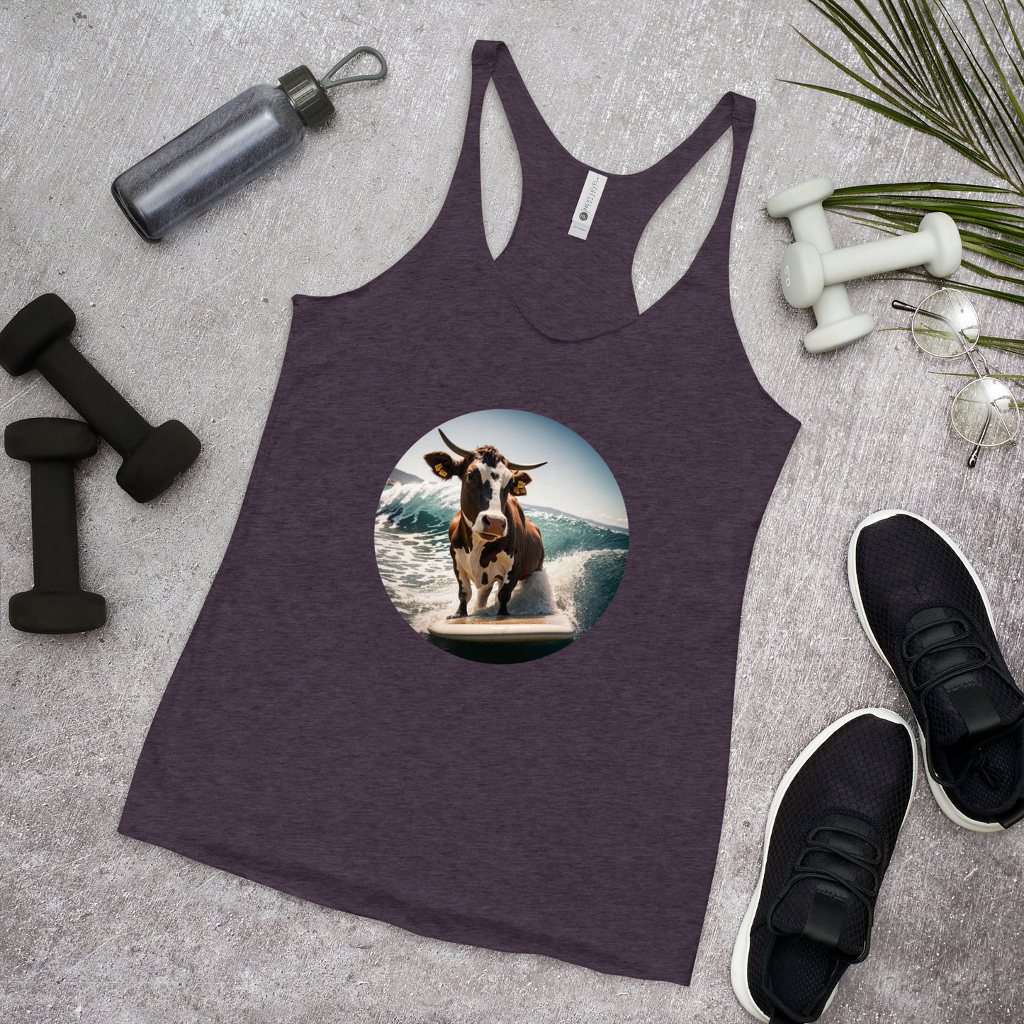 Surfing Cow Women's Racerback Tank