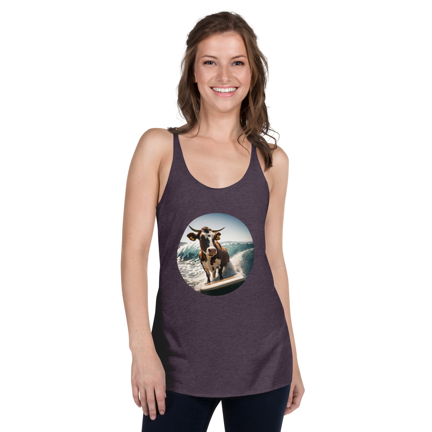 Surfing Cow Women's Racerback Tank