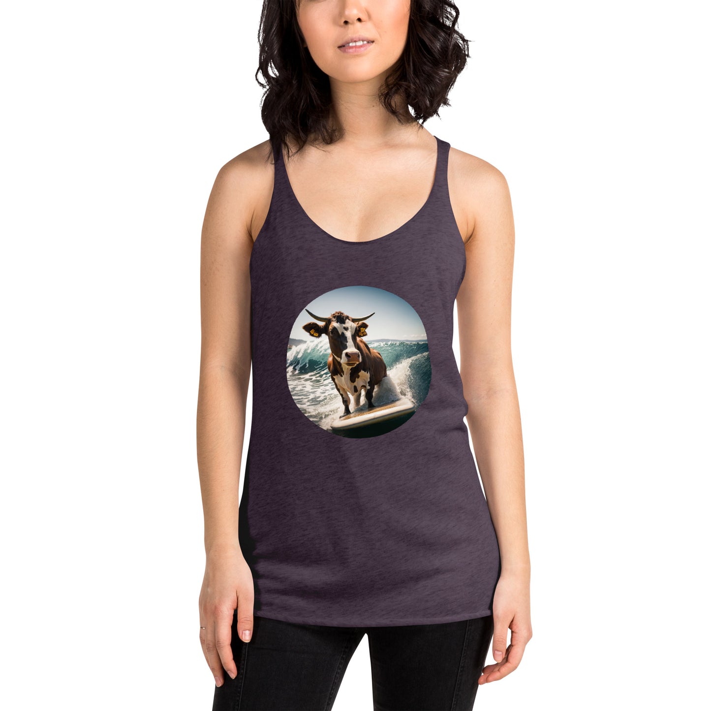 Surfing Cow Women's Racerback Tank