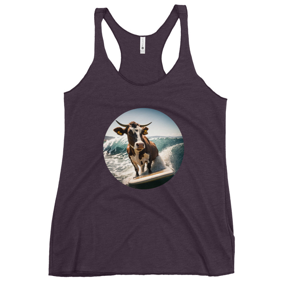 Surfing Cow Women's Racerback Tank