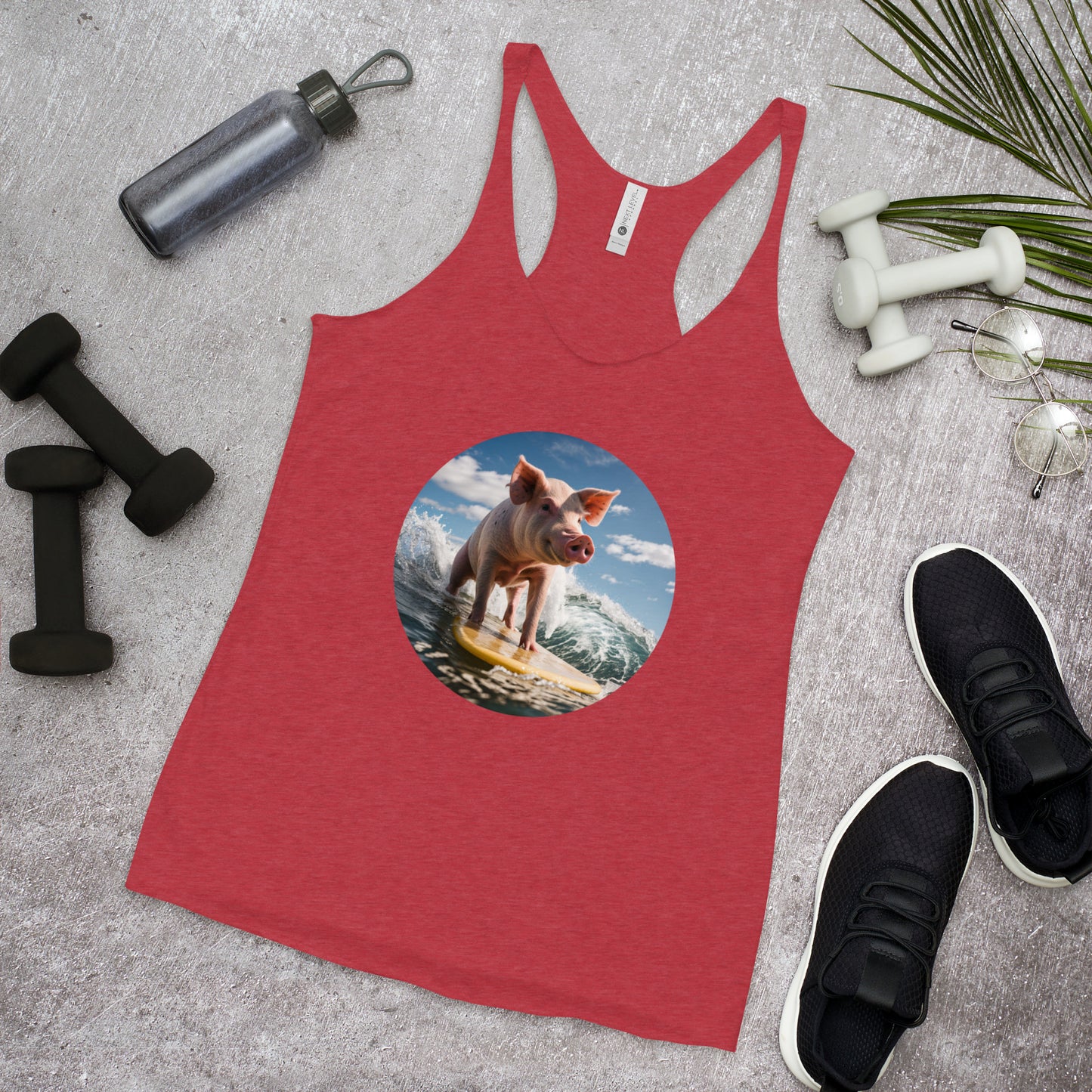 Surfing Pig Women's Racerback Tank