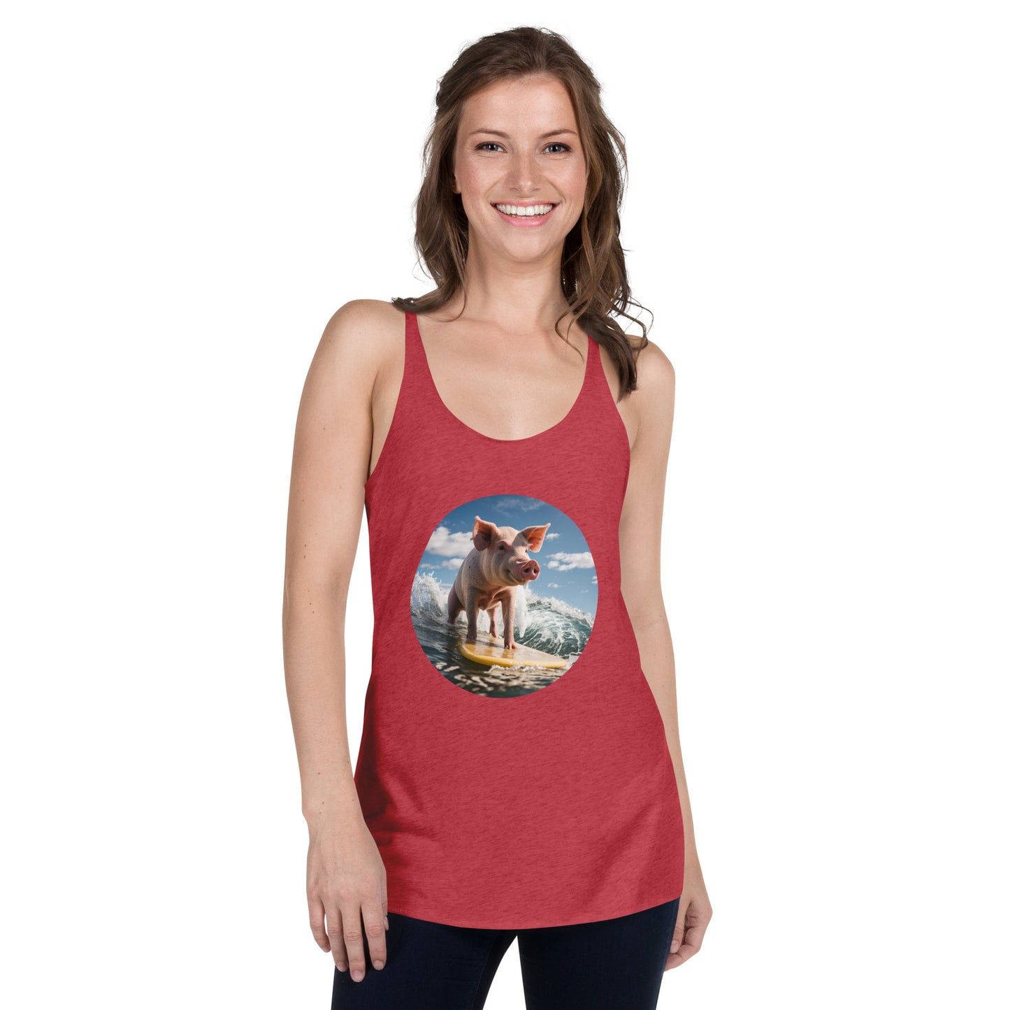 Surfing Pig Women's Racerback Tank