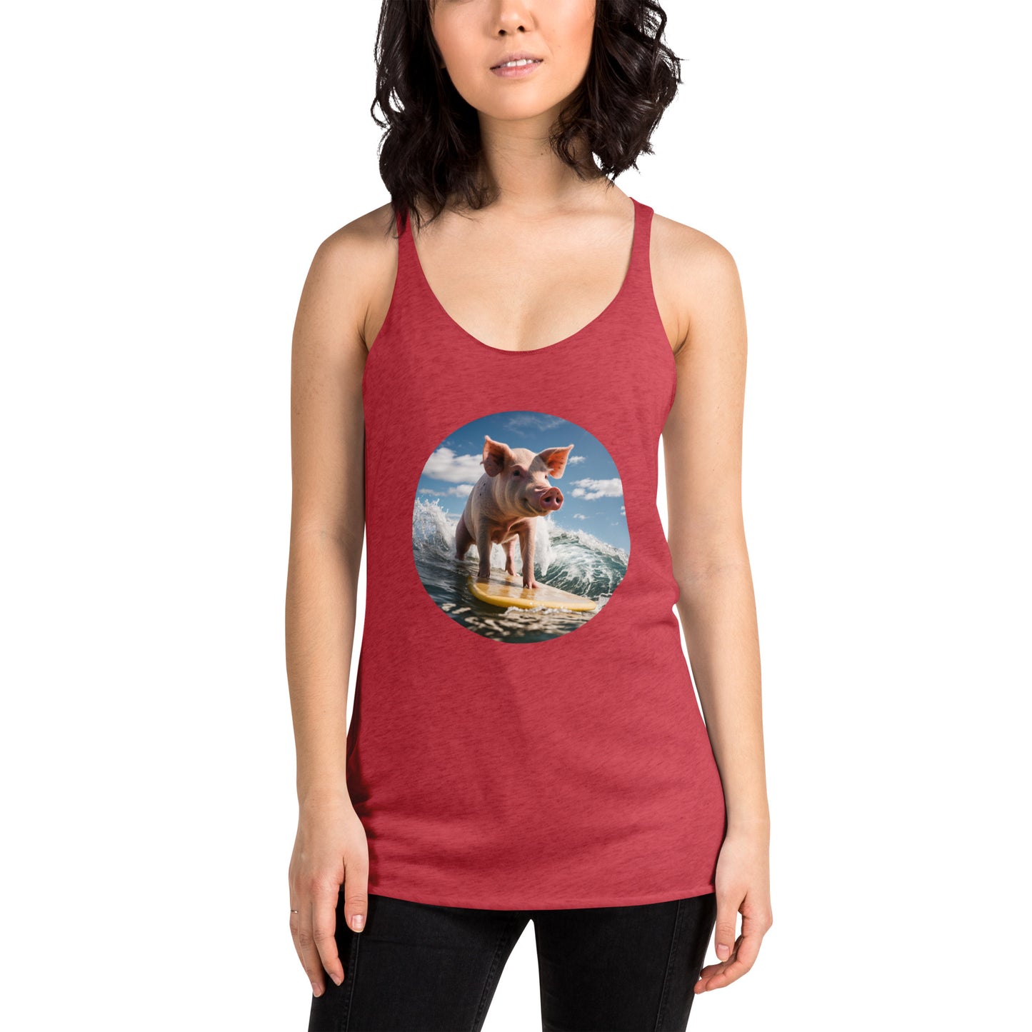 Surfing Pig Women's Racerback Tank