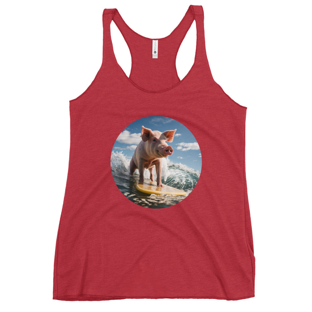 Surfing Pig Women's Racerback Tank