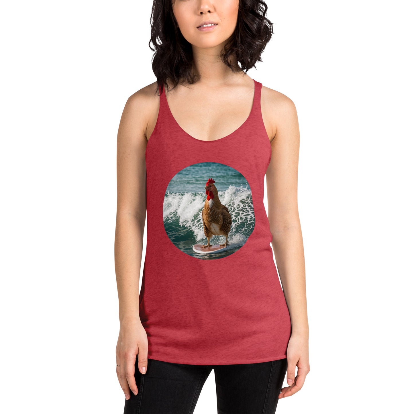 Surfing Chicken Women's Racerback Tank