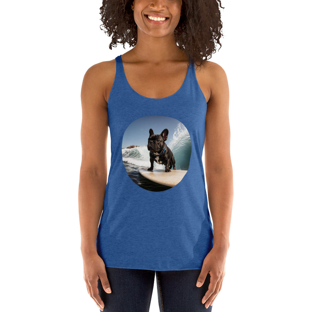 Surfing Pug Women's Racerback Tank