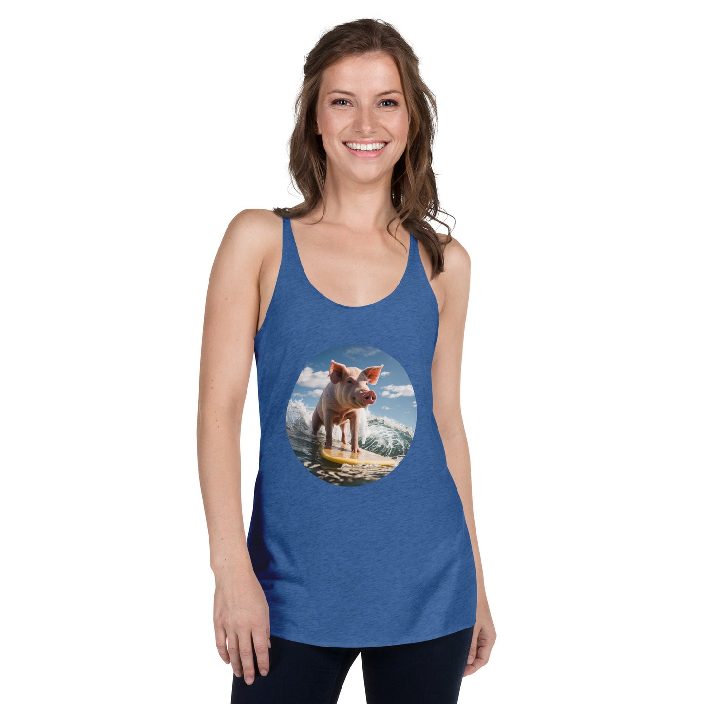 Surfing Pig Women's Racerback Tank