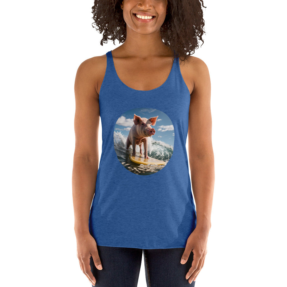 Surfing Pig Women's Racerback Tank