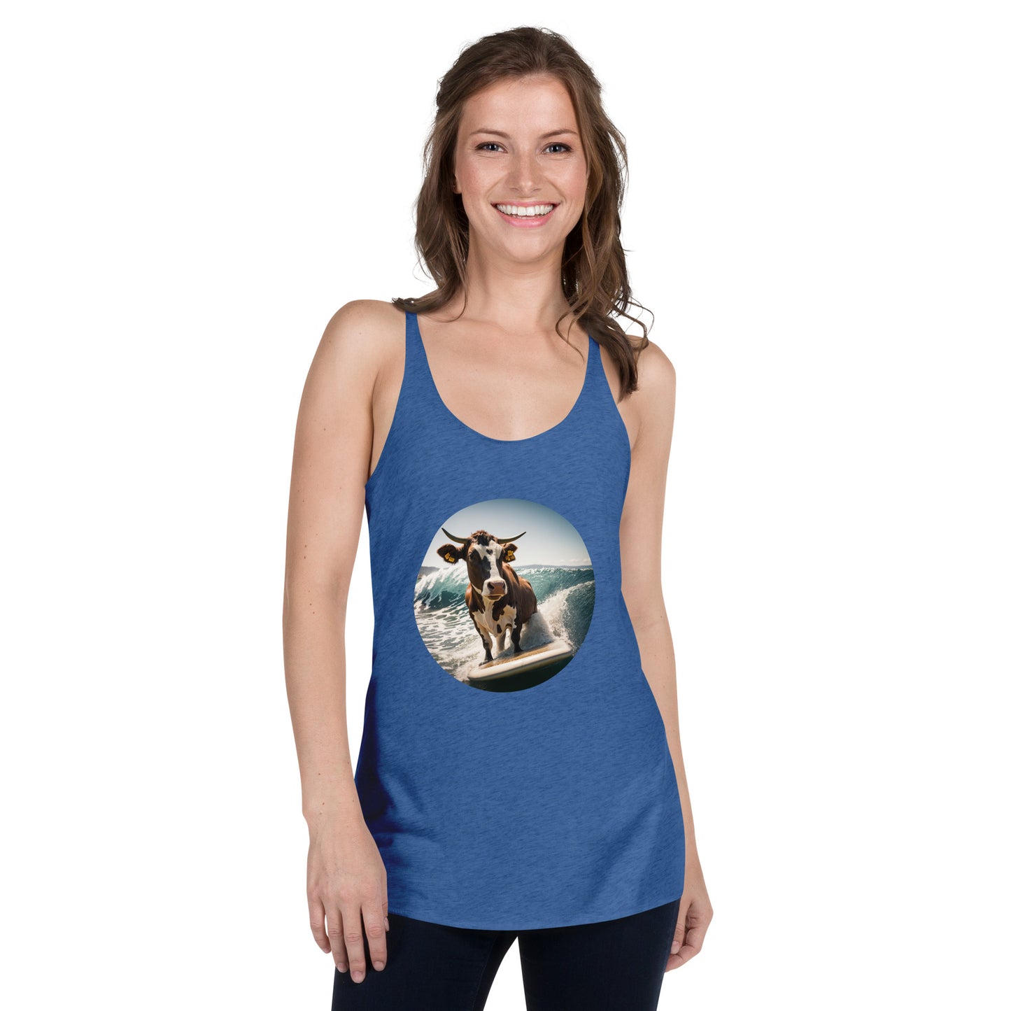 Surfing Cow Women's Racerback Tank