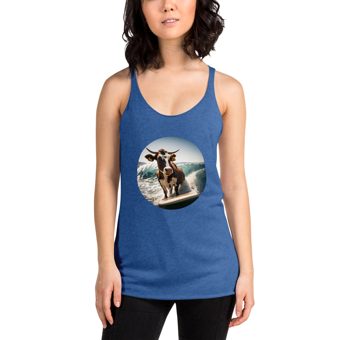 Surfing Cow Women's Racerback Tank